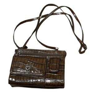 Vintage Brighton‎ Leather Crossbody, Adjustable Strap, Multiple Pockets, EUC